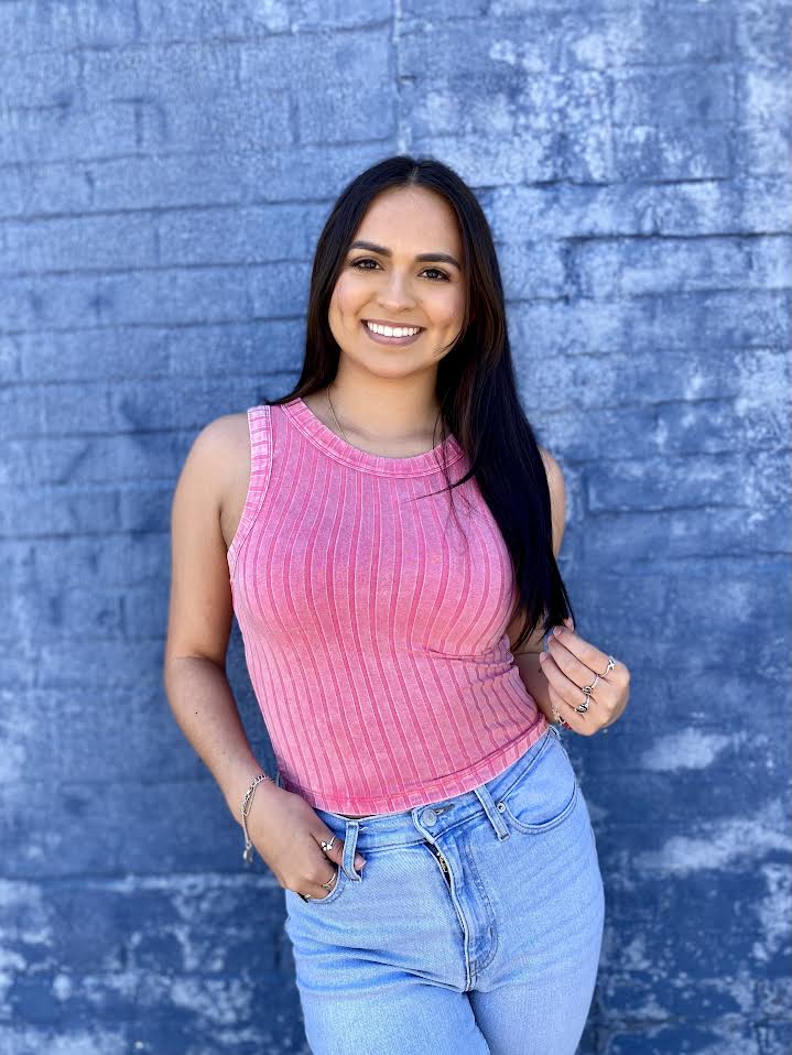 Bridget Ribbed Tank Top - Pink