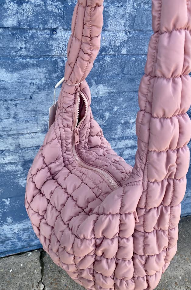 Quilted Puffer Tote Bag - Pink