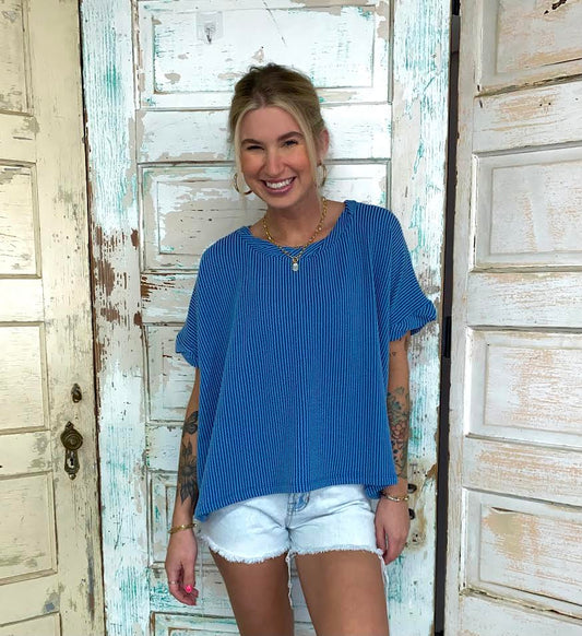 Eve Twisted Top - Dusty Blue