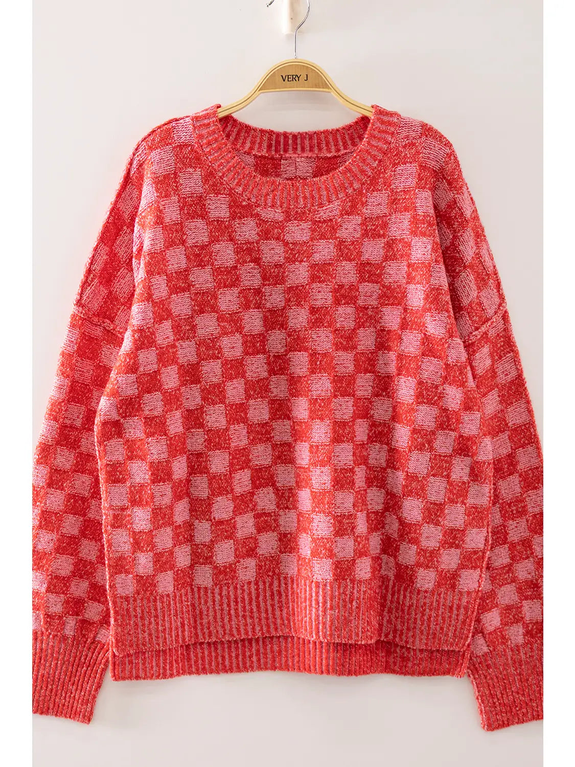 Lily's Red Checkered Knit Sweater