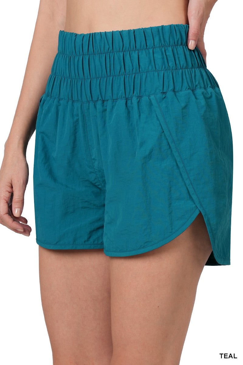 Windbreaker Elastic Band Shorts - Teal