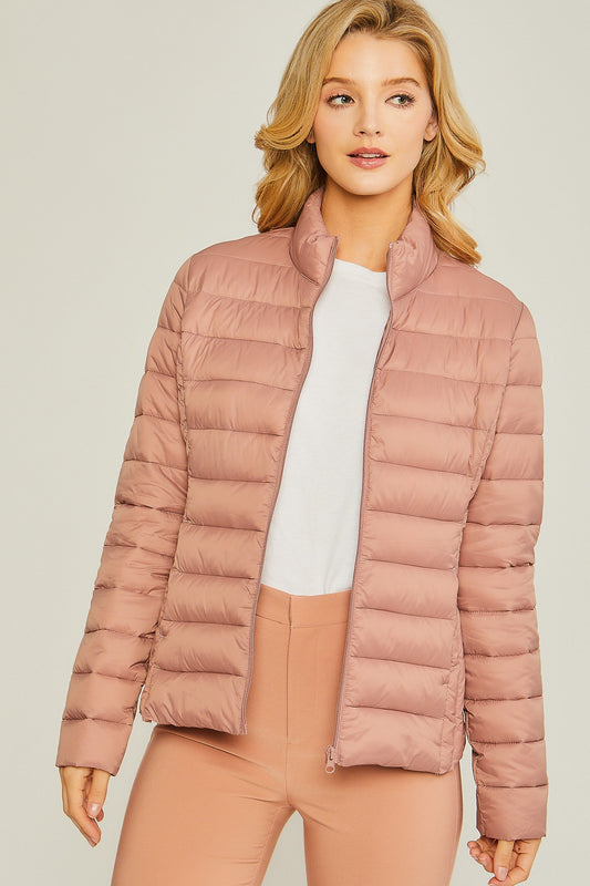 Padded Thermal Puffer Jacket - Pink Clay