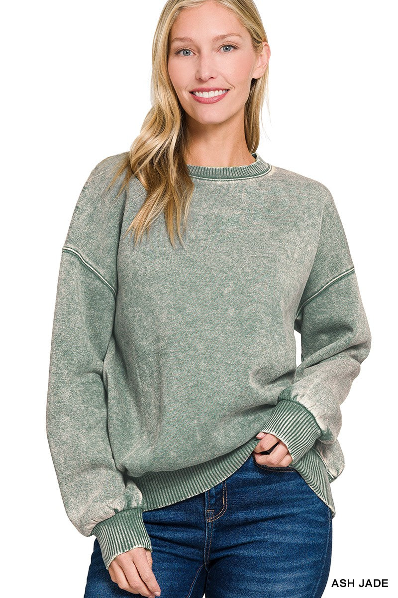 Stellar Weekend Acid Washed Sweatshirt - Jade