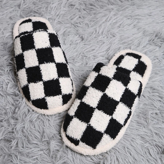 Checkerboard Slippers - Black