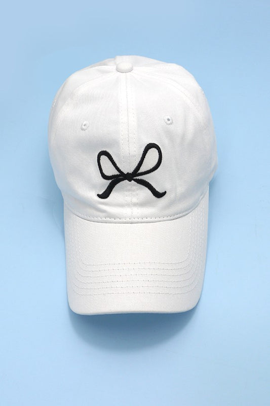 Bow Ribbon Baseball Hat - White