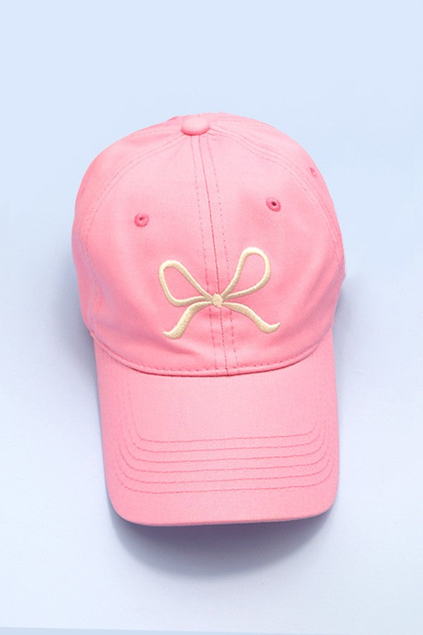 Bow Ribbon Baseball Hat - Pink