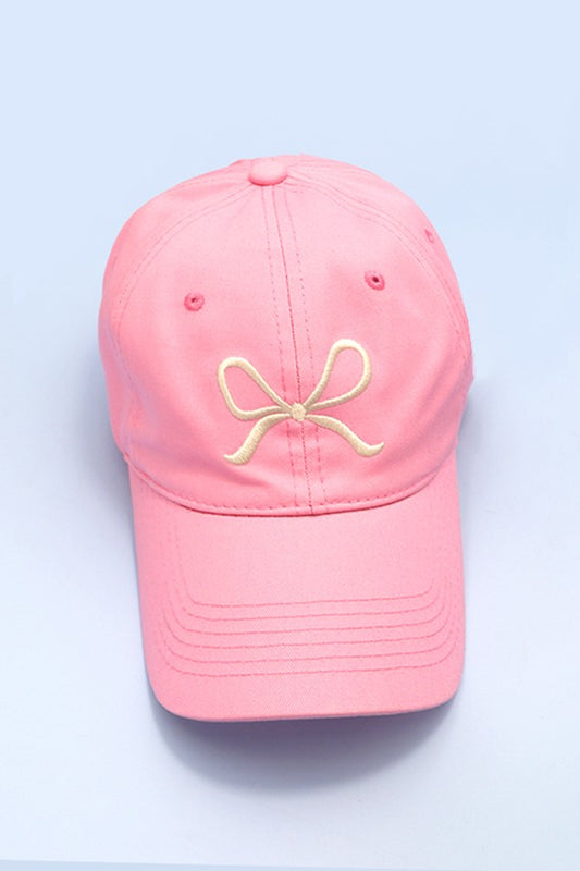 Bow Ribbon Baseball Hat - Pink