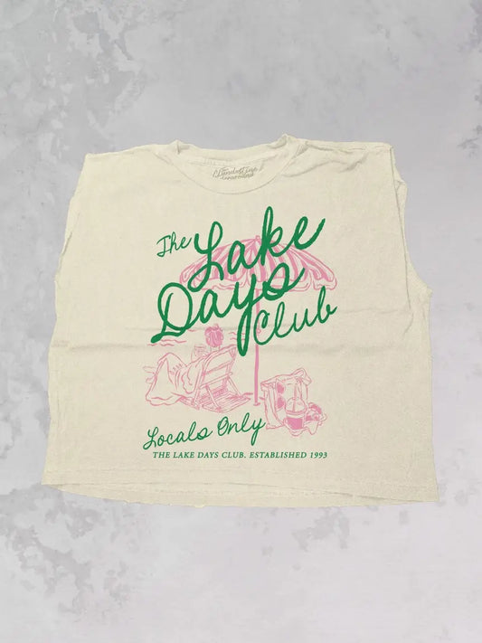 Lazy Lake Days Club Cropped Muscle Tank