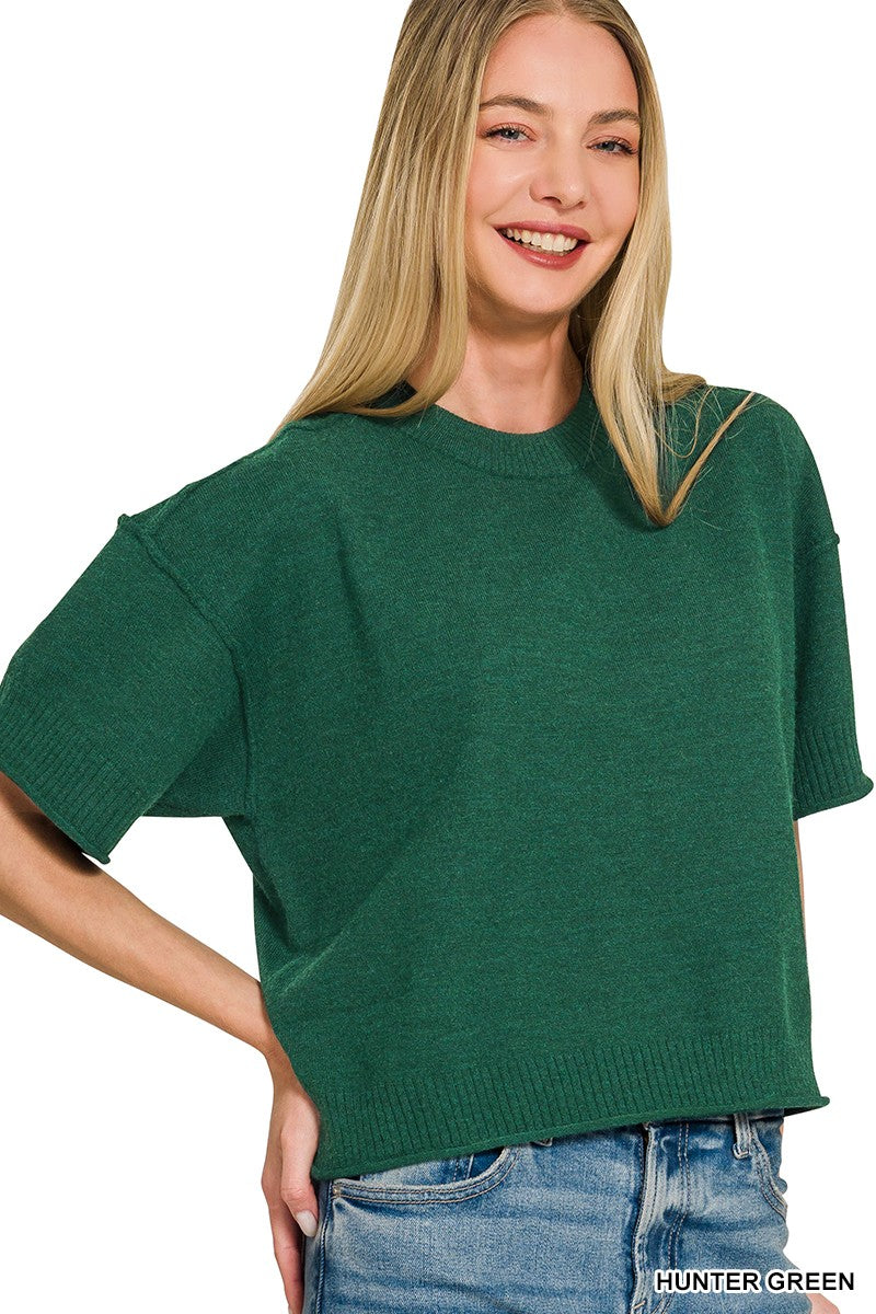 Staying In Cropped Sweater Top
