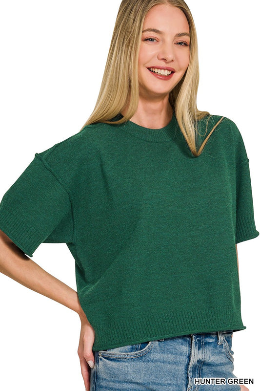 Staying In Cropped Sweater Top
