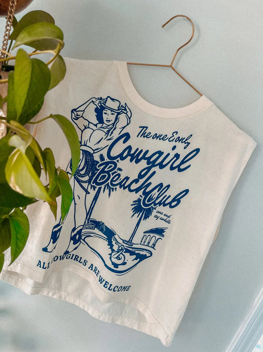 Cowgirl Beach Club Cropped Muscle Tank