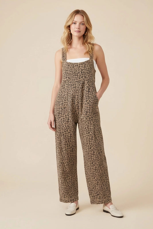 Leopard Print Wide Leg Jumpsuit