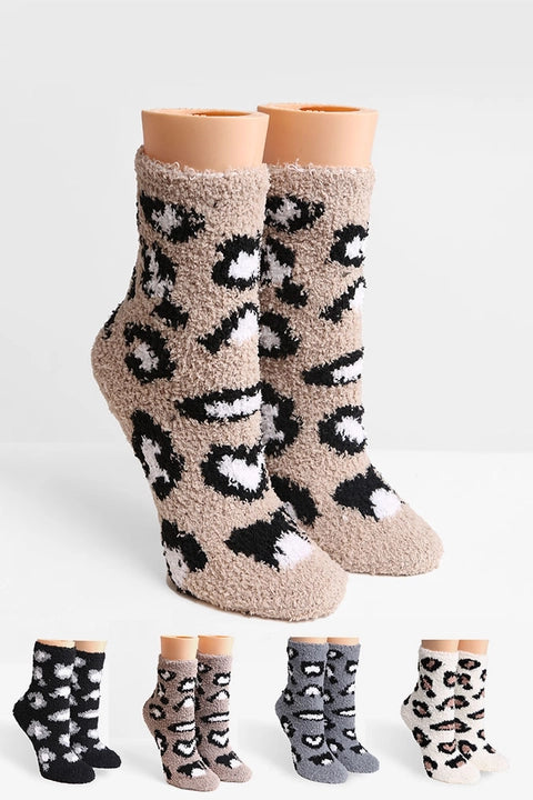 Leopard Print Fuzzy Socks