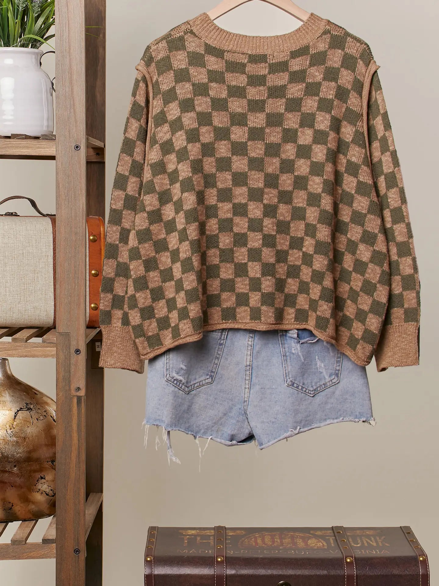 Speaks for Itself Checkered Sweater