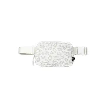 C.C. Leopard Printed Fanny Pack - White