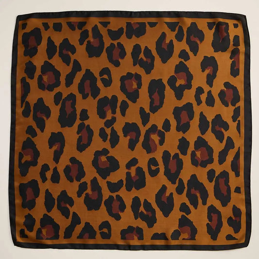 Silky Printed Scarf - Dark Leopard