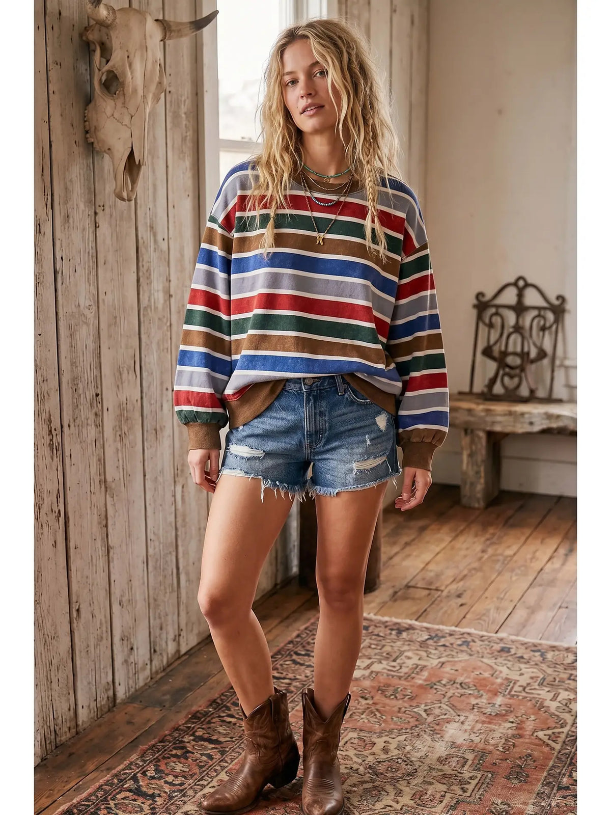 Gabby Stripe Terry Sweatshirt