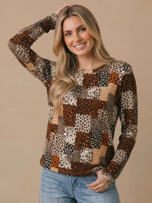 Rustic Leopard Patch Top