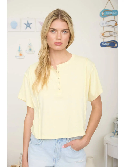 Juno Henley Short Sleeve Top