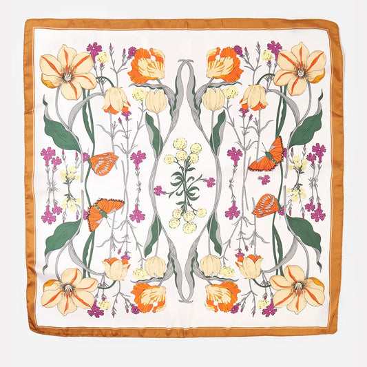 Silky Printed Scarf - Taupe Floral