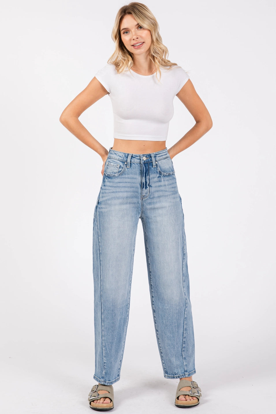 Bella's High Rise Comfort Barrel Jeans