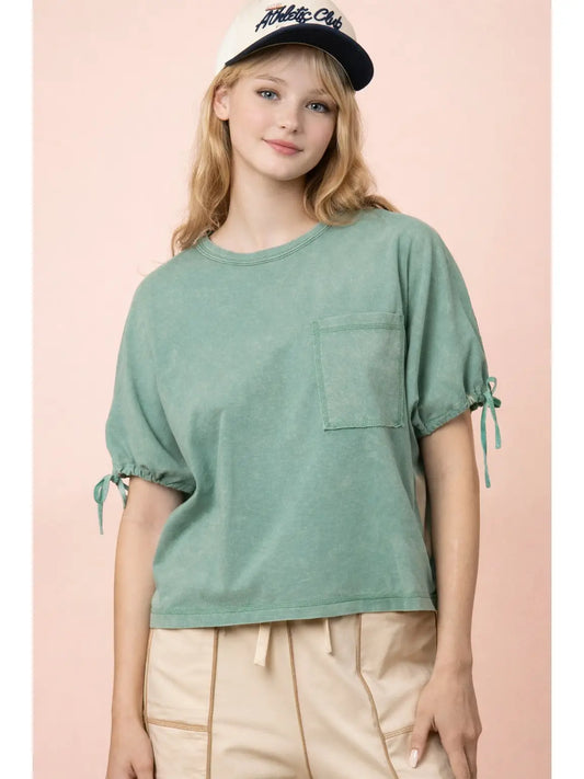 Deanna Sleeve Tie Crop Top
