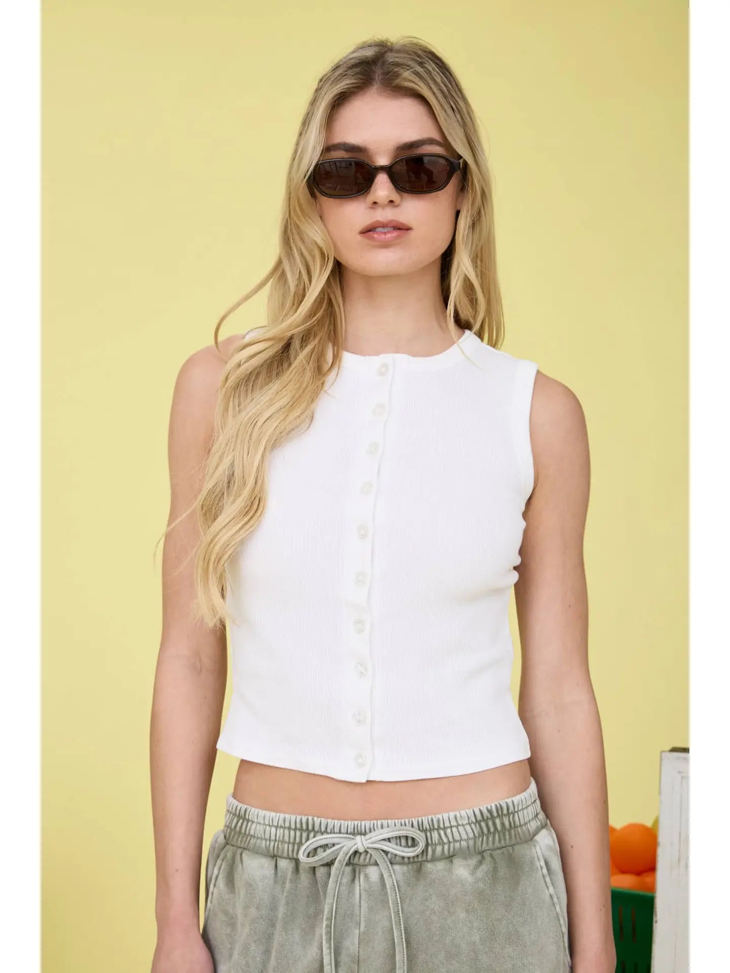 Simple Joys Button Up Sleeveless Top
