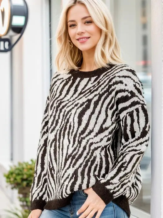 Zebra Sweater Top