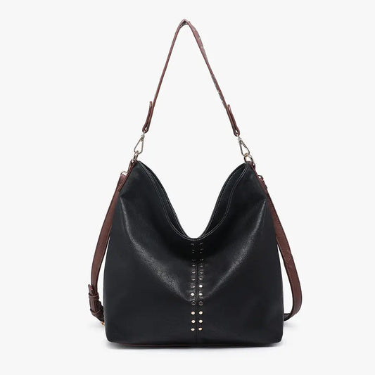 Emery Slouchy Hobo w/ Stud Detailing - Black