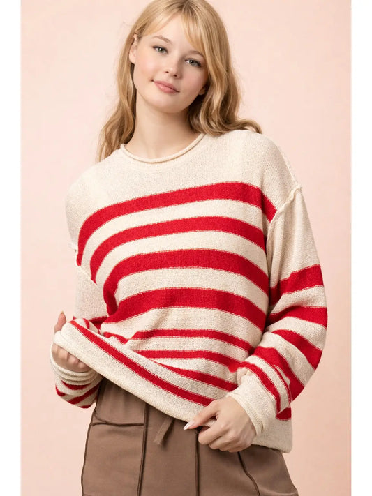 Gianna Red Striped Sweater