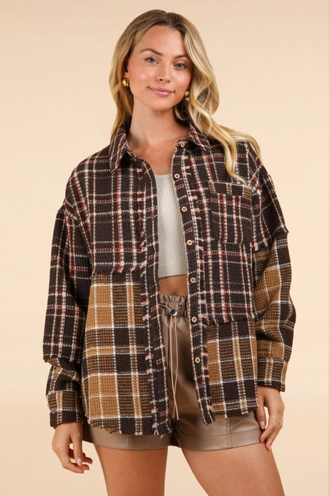 Plaid Trucker Jacket - Choco