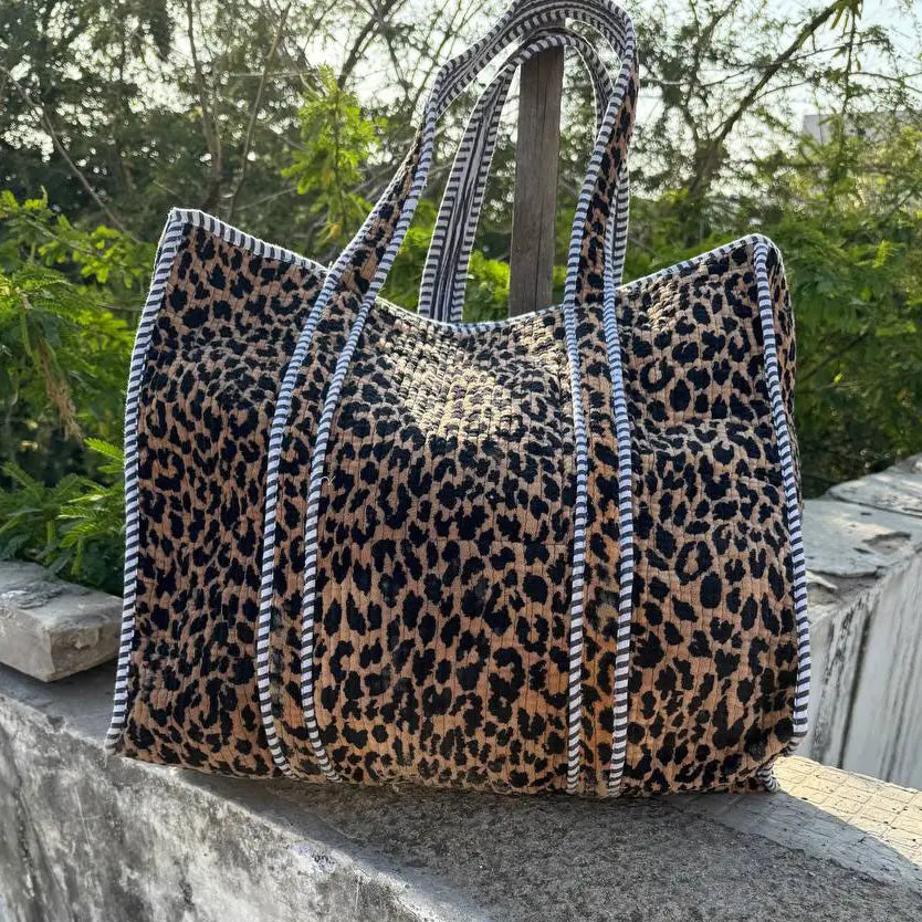 Velvet Cheetah Quilted Tote Bag