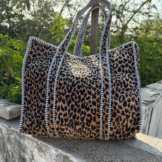 Velvet Cheetah Quilted Tote Bag
