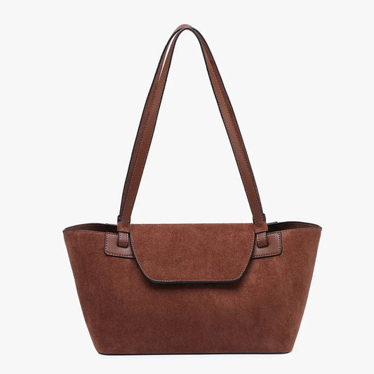 Reese Faux Suede Shoulder Bag w/ Inner Bag