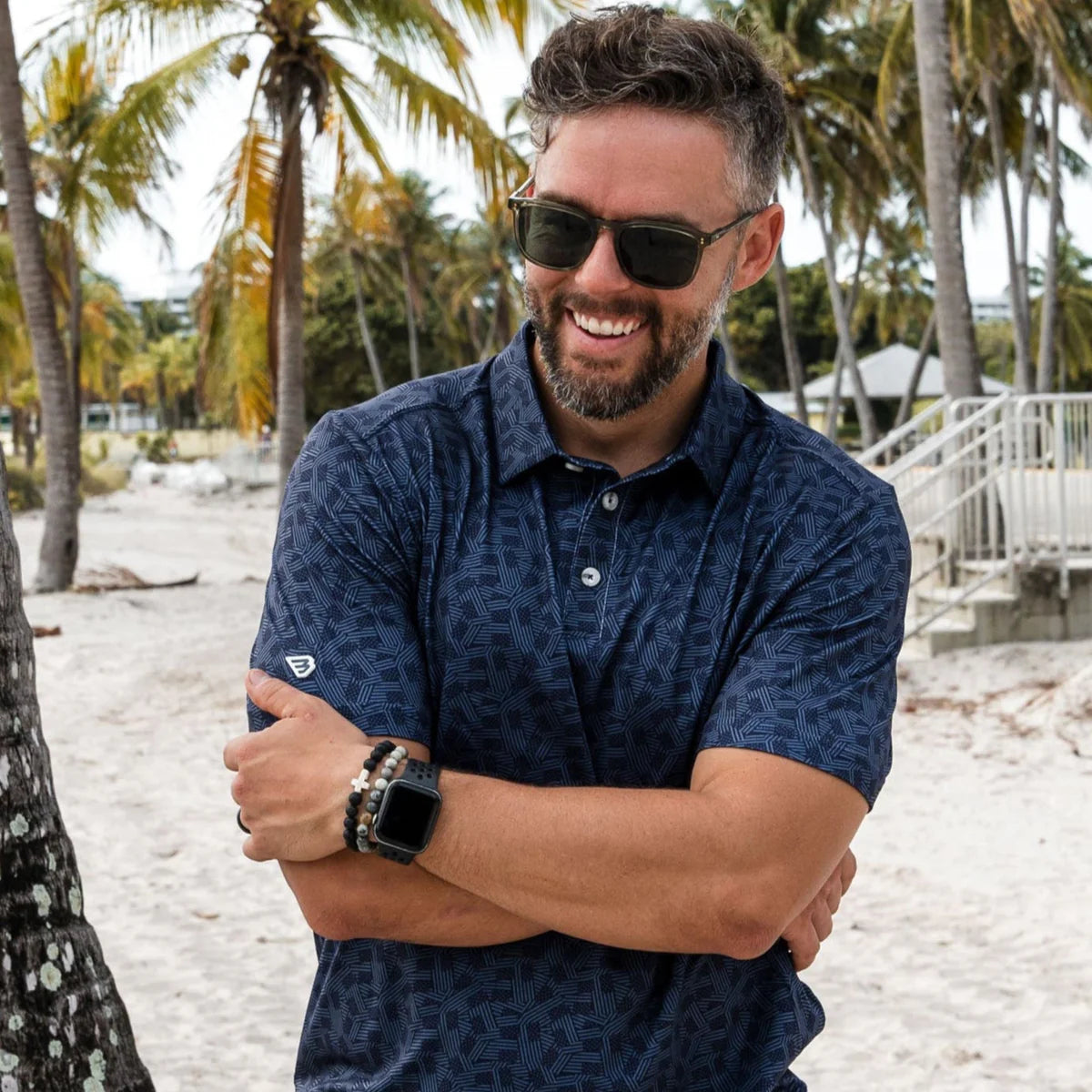 Performance Polo - Navy Star and Stripes