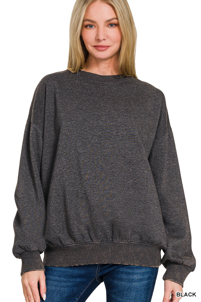 Stellar Weekend Acid Wash Sweatshirt - Black