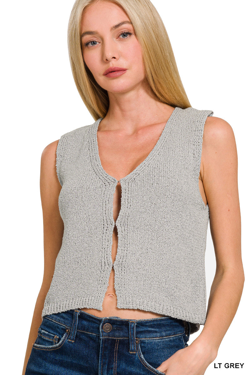 Hook & Eye Sweater Vest - Lt Grey