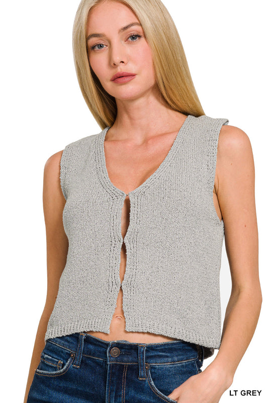 Hook & Eye Sweater Vest - Lt Grey