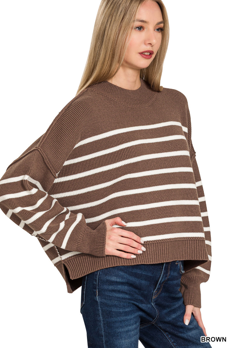 Think of Me Oversized Stripe Sweater - Brown