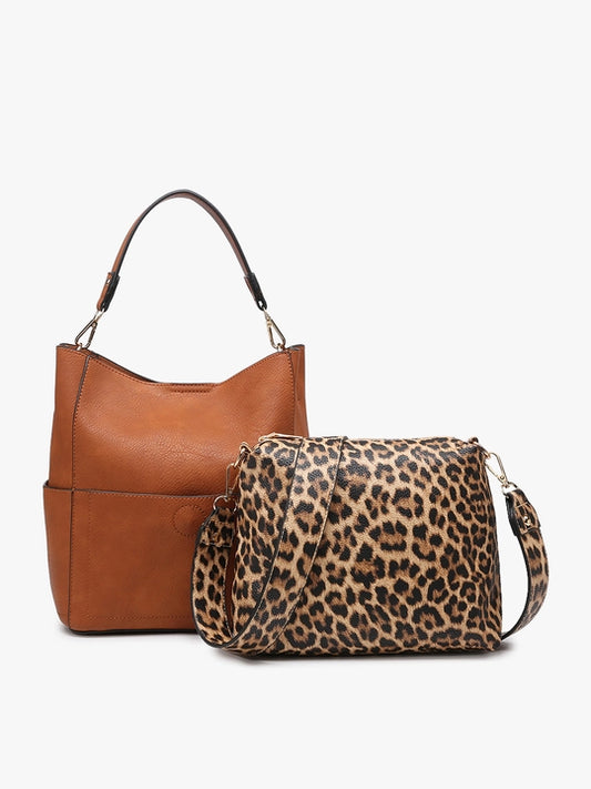 Abby 2-in-1 Bucket Bag - Leopard/Light Brown