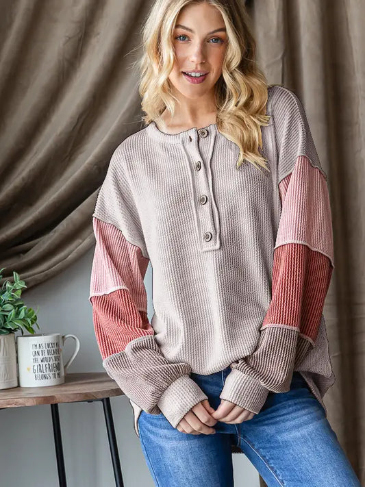 Urban Ribbed Solid Color Block Top