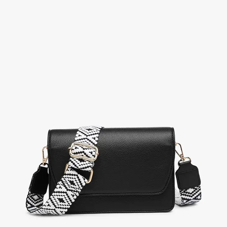 Noah Flapover Crossbody - Black