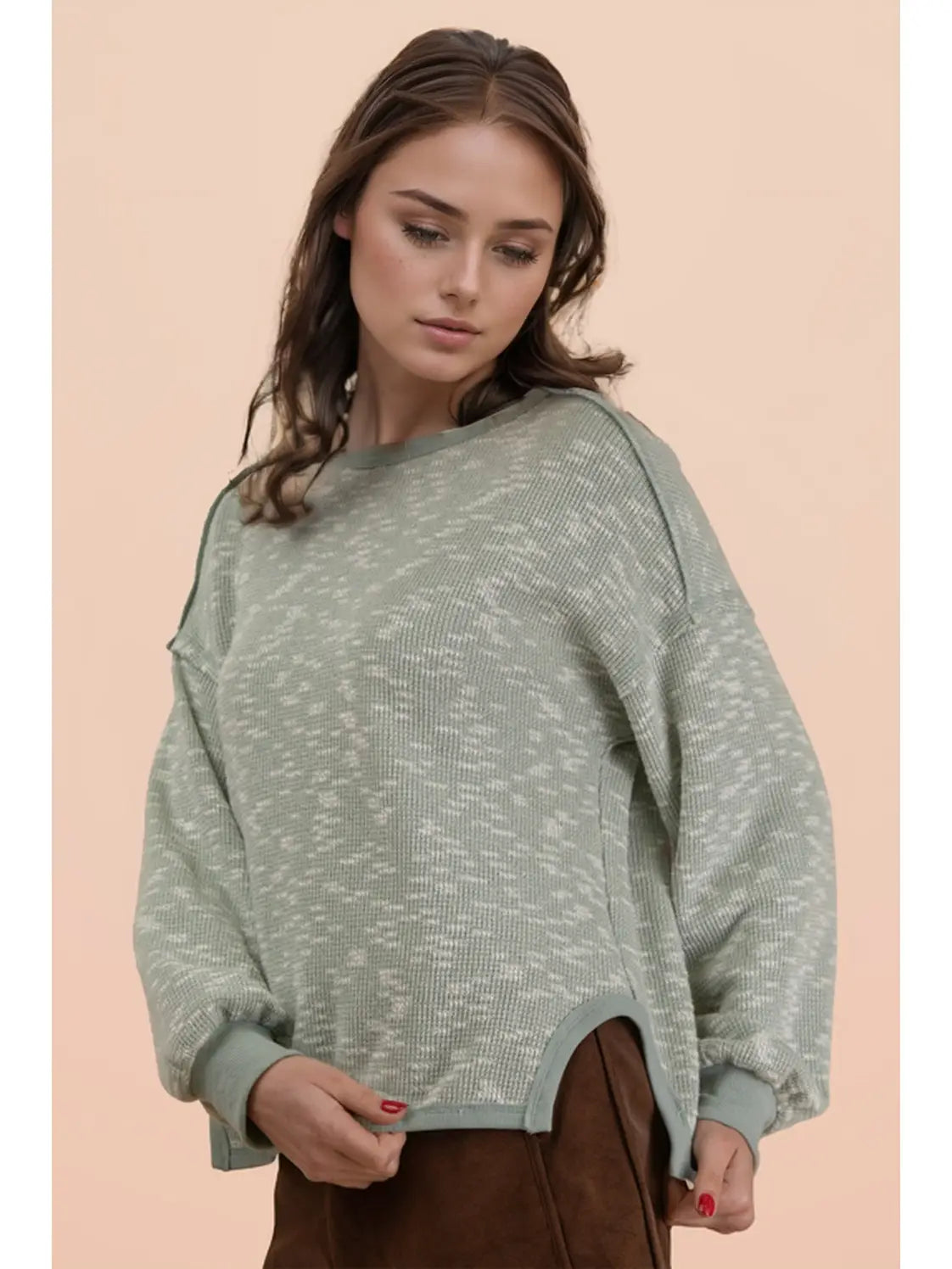 Oversized Printed Knit Casual Top