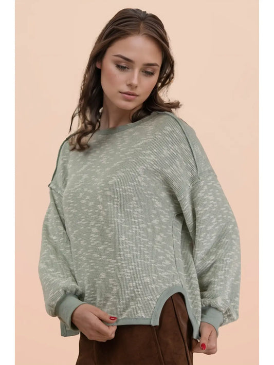 Oversized Printed Knit Casual Top