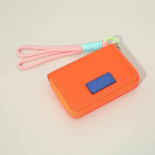 Compact Zip Around Mini Wallet - Orange