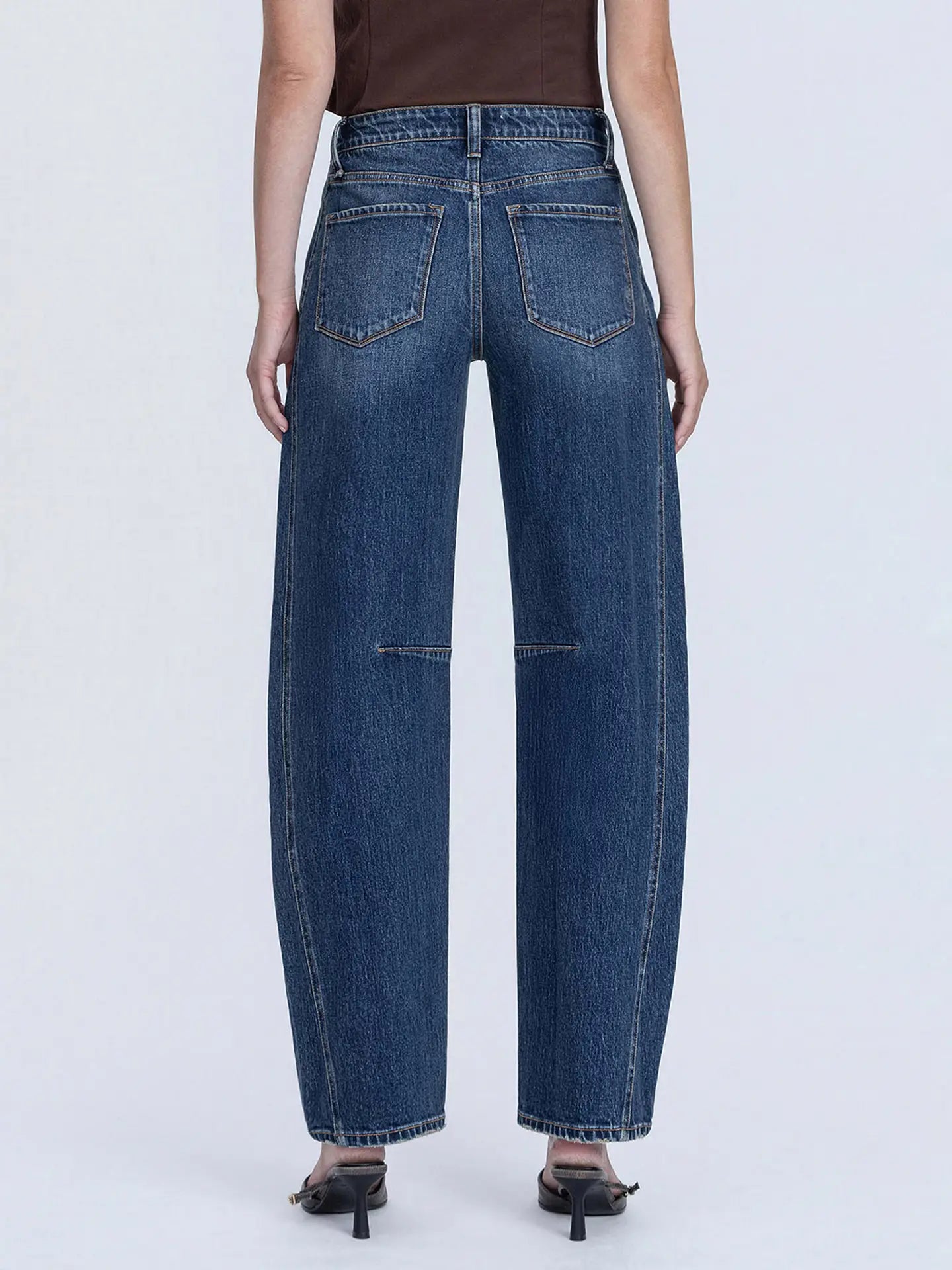 Evelyn's High Rise Dark Wash Full Length Barrel Jeans