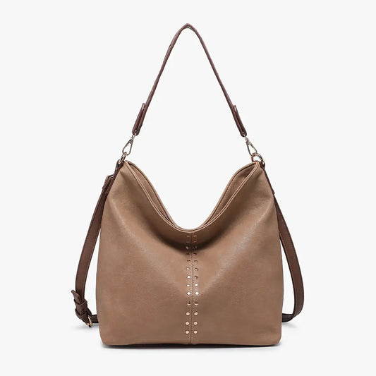 Emery Slouchy Hobo w/ Stud Detailing - Khaki