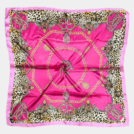 Silky Printed Scarf - Pink Leopard