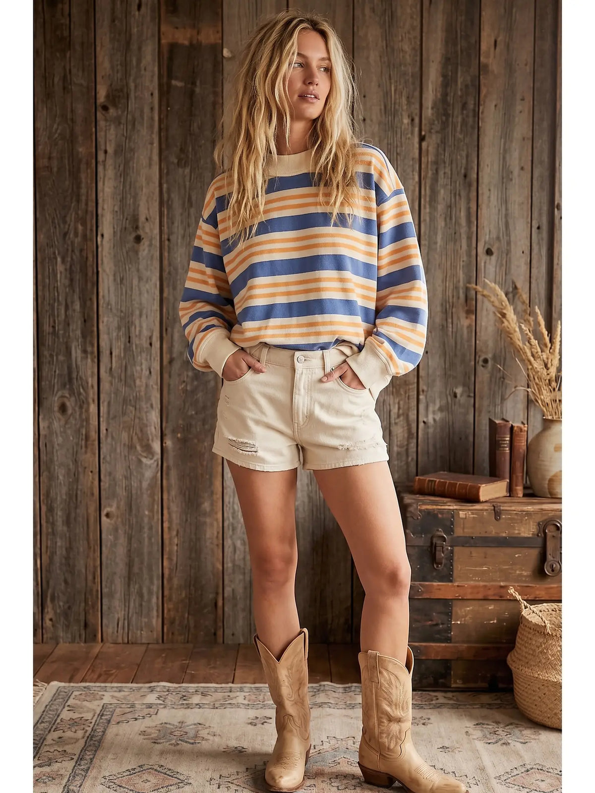 Izzy Striped Terry Sweatshirt