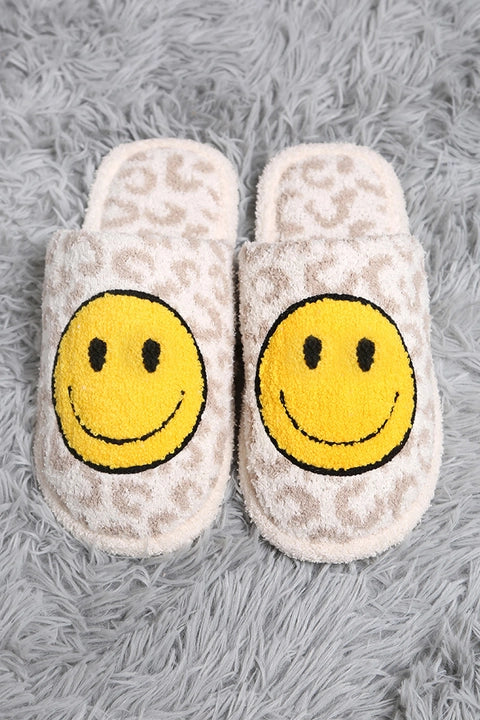 Happy Face Leopard Slippers